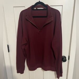 Cutter & Buck Half Zip 100% Cotton Burgundy Red Sweater Size Large